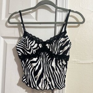 SHEIN Black and White Ruffled Crop Camisole